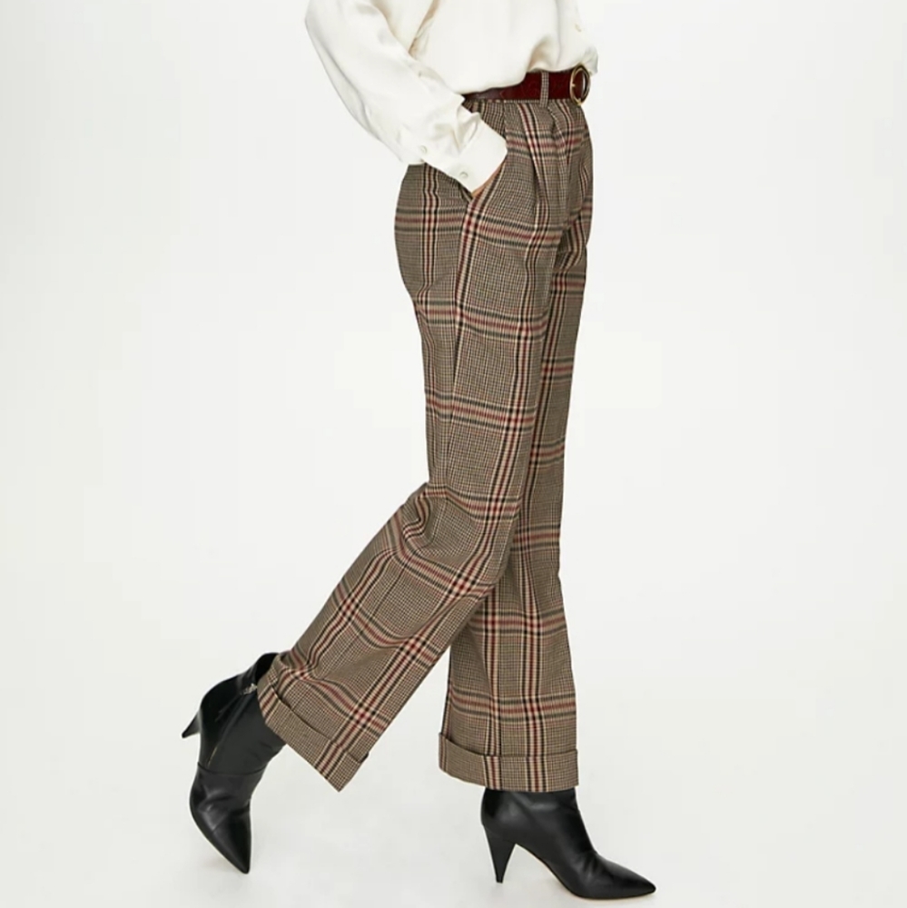 OLD - WILFRED Davita Check Pant Pleated Trouser Wool Blend Size 0 Aritzia NWT - Picture 4 of 12
